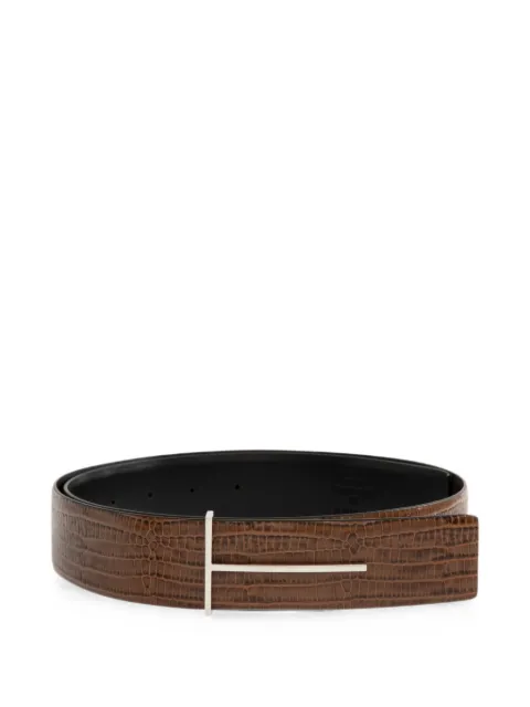 TOM FORD T-logo reversible belt Brown TB331LCL483S