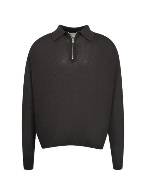 Studio Nicholson Heddy zip-up polo sweater Black 1599