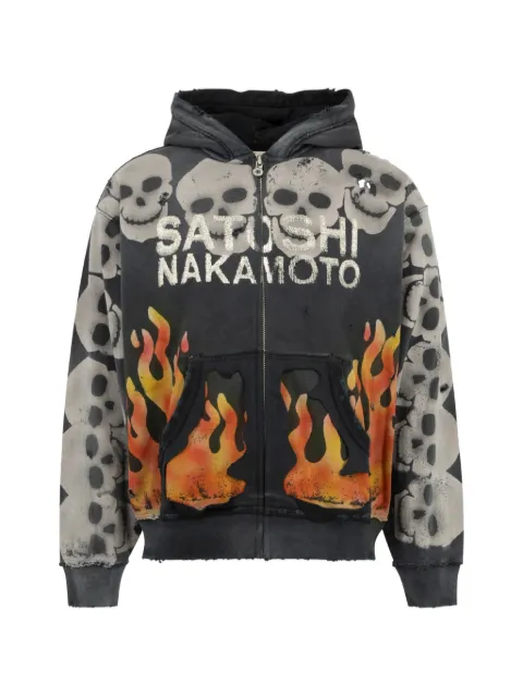 SATOSHI NAKAMOTO Lost Boys skull-print hoodie Black SS26H00004