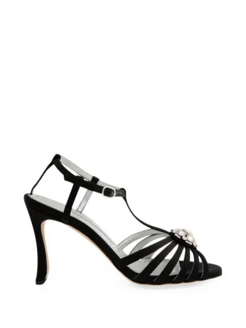 Manolo Blahnik Fulcon crystal-embellished satin sandals Black 2262105