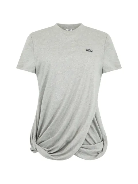 LOEWE anagram-embroidered draped T-shirt Grey S359Y22XB6