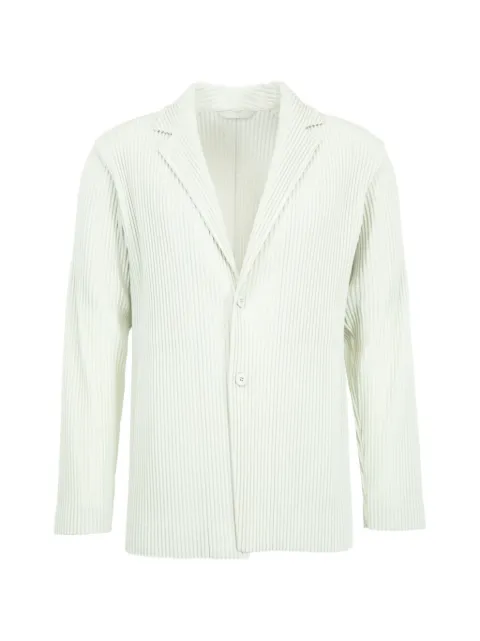 Issey Miyake pleated single-breasted jacket Green HP66JD160