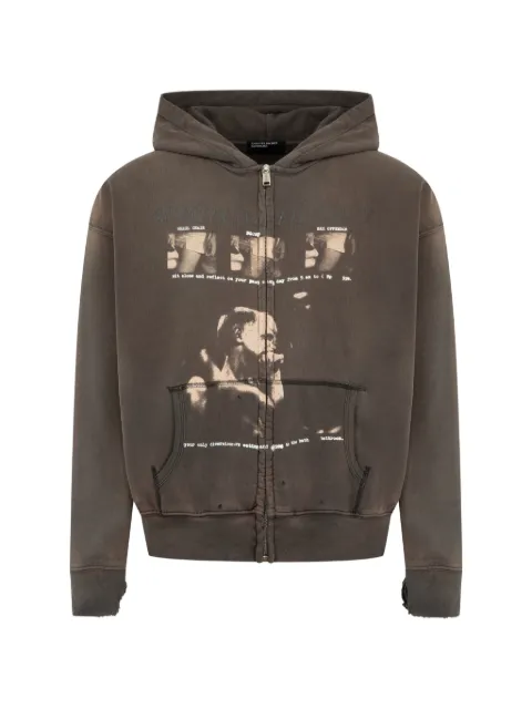 Enfants Riches Déprimés Spiritual Therapy graphic-print zip-up hoodie Grey 020521