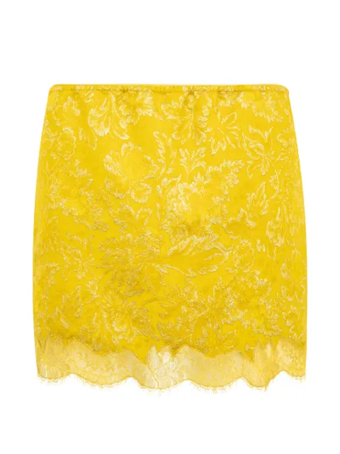 Saint Laurent baroque mini skirt in jacquard and lace Yellow A003GZY4L14
