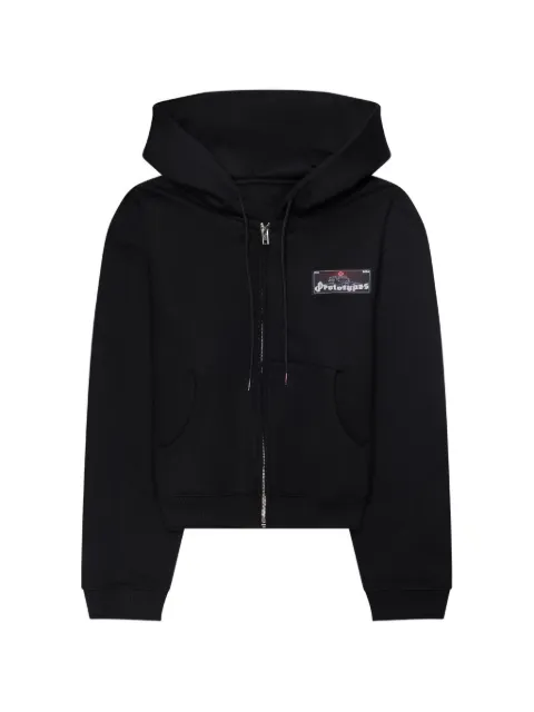 PROTOTYPES logo-patch zip-up hoodie Black PT09JE34USBK
