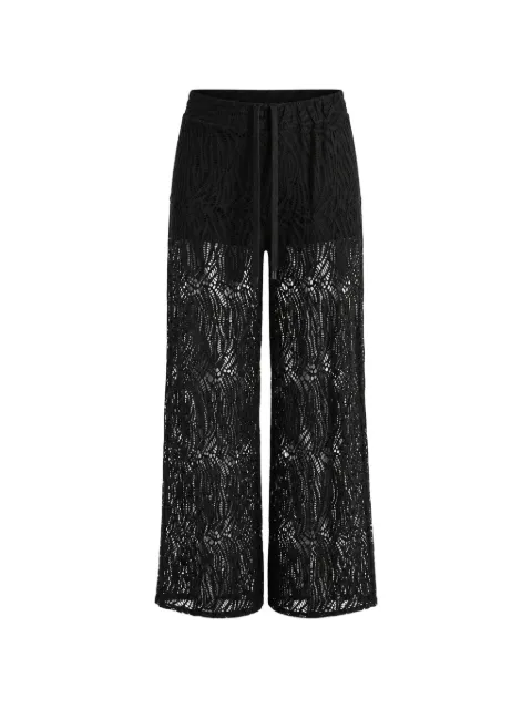 La Haine Inside Us lace-pattern palazzo pants Black 4MW5376BAMBOONERO