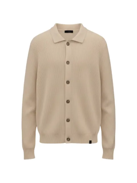 Fay ribbed-knit polo cardigan Neutrals NMMC152243TWYI
