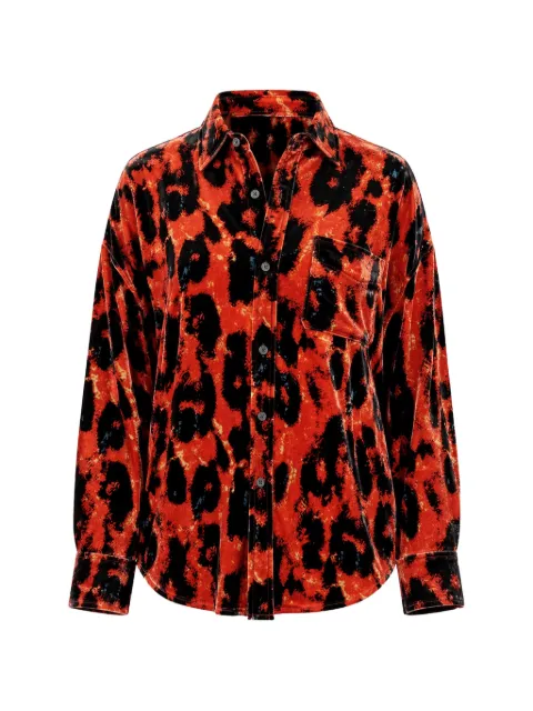 R13 leopard-print drop-neck shirt Red R13WR004