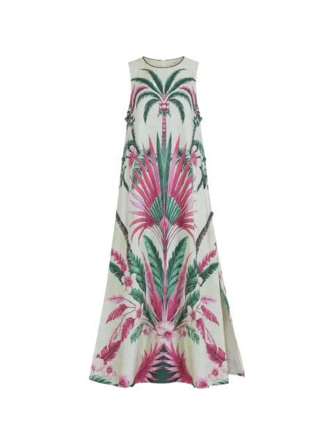 F.R.S For Restless Sleepers Penelope palm-print silk maxi dress Neutrals AB008782TE00882228