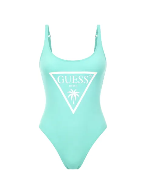 GUESS USA logo-print swimsuit Green E6GJ43KF442
