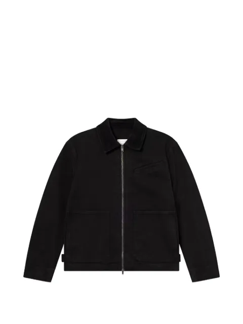 Wood Wood Bo corduroy-collar zip-up cotton jacket Black 30251895