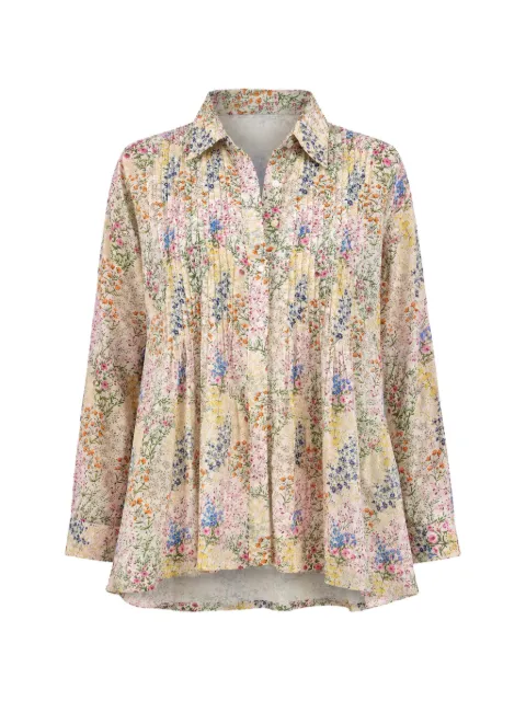 Dhaari floral-print pintuck-detail shirt Neutrals PT03