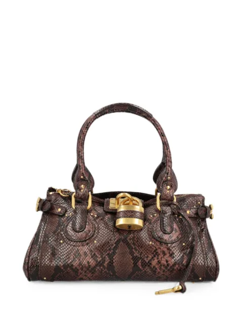 Chloé Paddington snakeskin-effect leather tote bag Brown CH26AS802S76