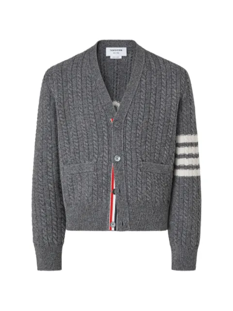 Thom Browne merino wool 4-Bar intarsia anchor cardigan Grey MKC661AY1005