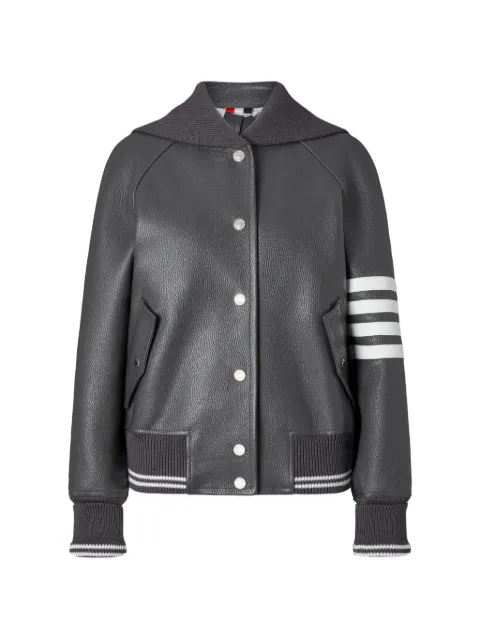 Thom Browne leather 4-Bar oversized blouson jacke Grey FOR133XL0149