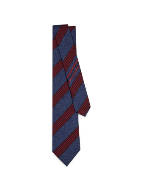 Ferragamo Gancini-print diagonal-stripe tie Blue 794443