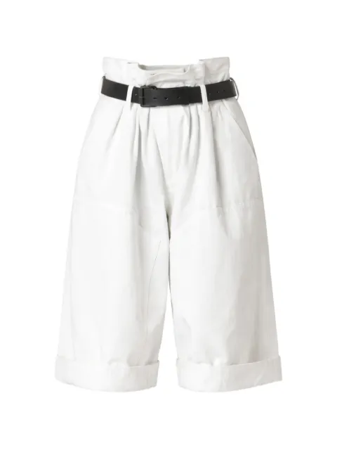 Y's belted paperbag-waist trousers White YKP05013