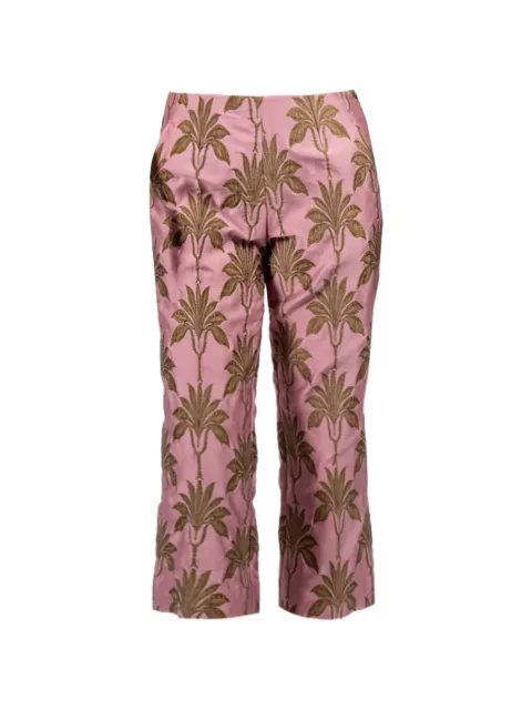 Odeeh leaf-patterned jacquard trousers Pink 4311216159