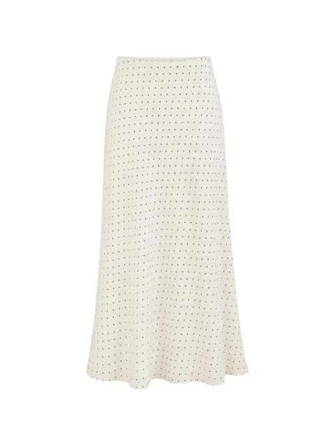 SOLAQUA Francesca bias-cut polka-dot midi skirt Neutrals 9002