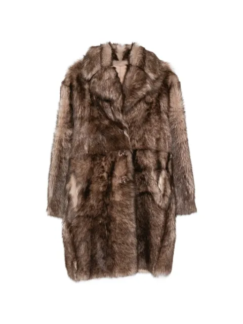 Manzoni 24 shearling notch-lapels coat Brown 26M1775S39N
