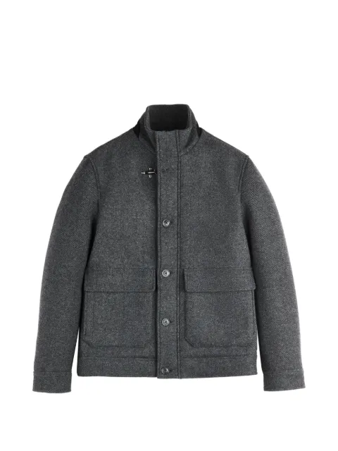 Fay herringbone-pattern hook-fastening coat Grey NAM12530470YNE