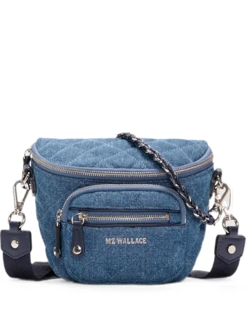 Mz Wallace micro Crosby quilted denim cross body bag Blue 1555C2403