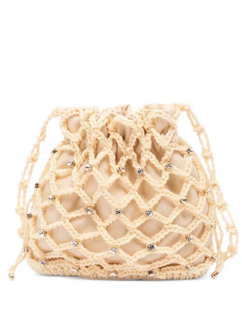 Rosantica Selene Marea crystal-embellished macramé crossbody bag Neutrals B18297