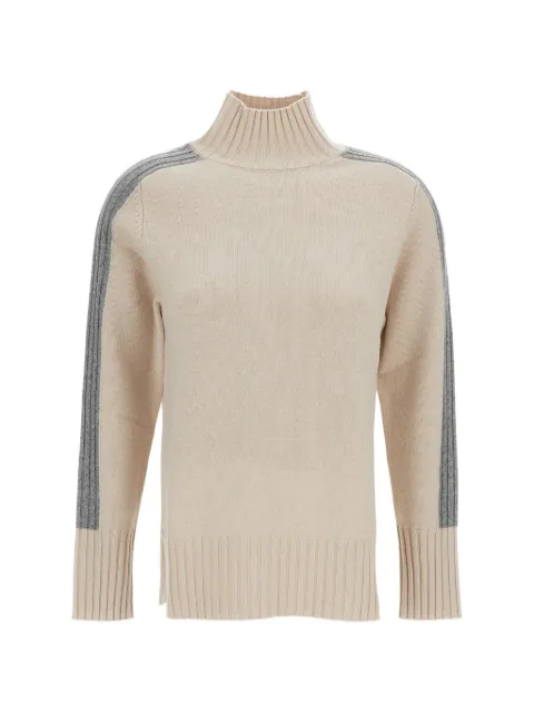 Lorena Antoniazzi high-neck stripe-detail sweater Neutrals A26124DM50A24722131
