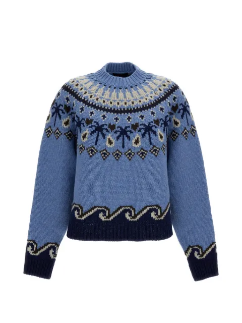 Alanui jacquard-knit sweater Blue LWHE061E26KNI0014046
