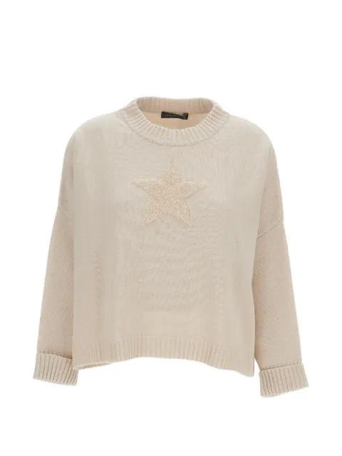 Lorena Antoniazzi star-intarsia crew-neck sweater Neutrals A26126GM62B24722151
