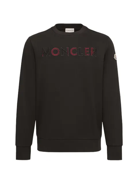 Moncler logo-embroidered crew-neck sweatshirt Black L20918G0004089B3P