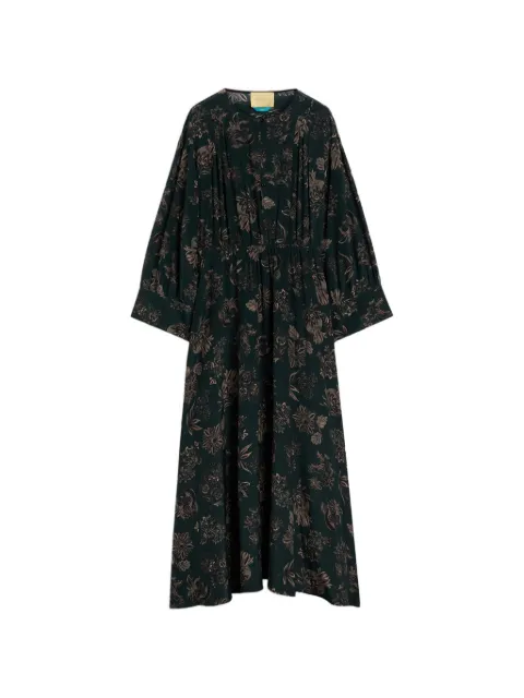 MOMONÌ Edda printed long-sleeved maxi dress Green 266MMODR04026603MO