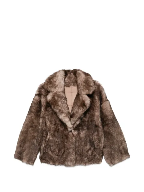 Manzoni 24 shearling notched-lapel jacket Brown 26M1795S39N
