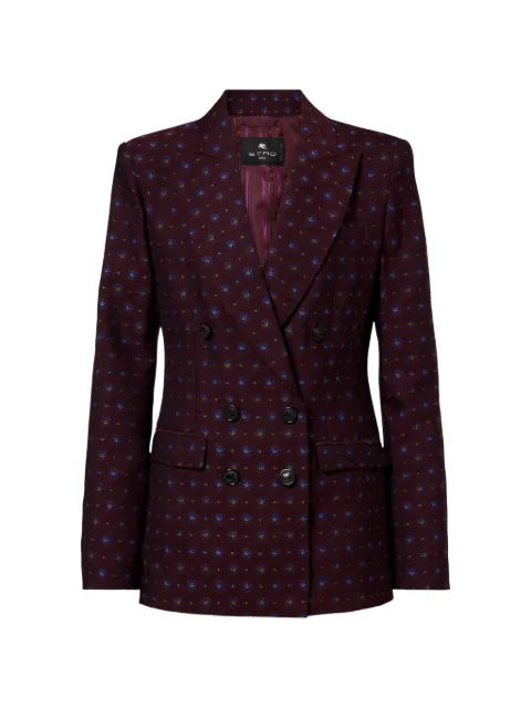 ETRO double-breasted jacquard-pattern blazer Red WRCA001099TJB1G