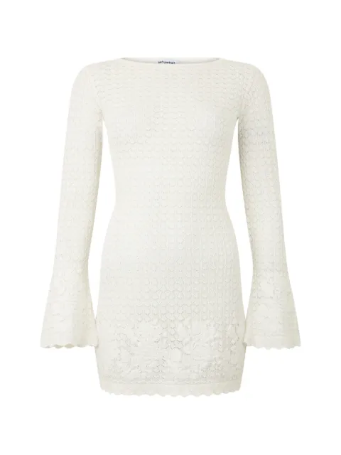 Self-Portrait crochet-knit flared-sleeve mini dress Neutrals PF26074SW