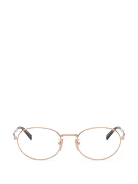 Prada Eyewear logo-plaque oval-frame glasses Gold PRD53VD