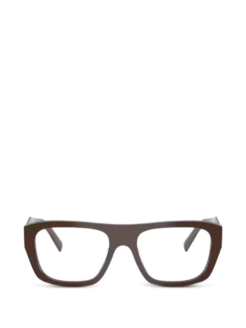 Prada Eyewear logo-plaque rectangle-frame glasses Brown PRD07VU