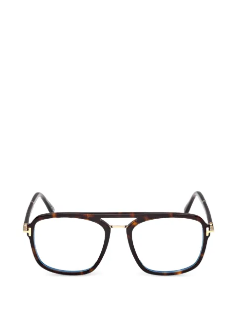 TOM FORD Eyewear tortoiseshell-effect pilot-frame glasses Brown FT6086B