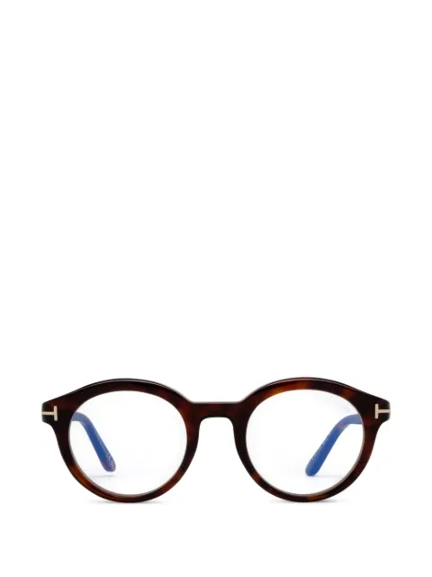 TOM FORD Eyewear tortoiseshell-effect round-frame glasses Brown FT6061B