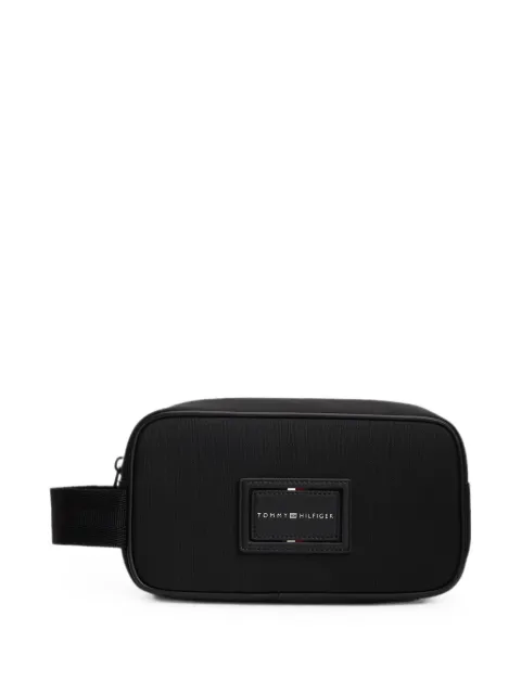 Tommy Hilfiger logo-patch zip-around wash bag Black AM0AM14549