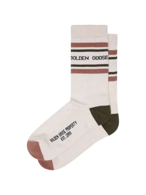 Golden Goose logo-print ribbed socks Neutrals GUP00883P002205