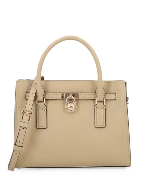 Michael Michael Kors Hamilton logo-padlock pebbled-leather tote bag Neutrals 30T6GNXS1L