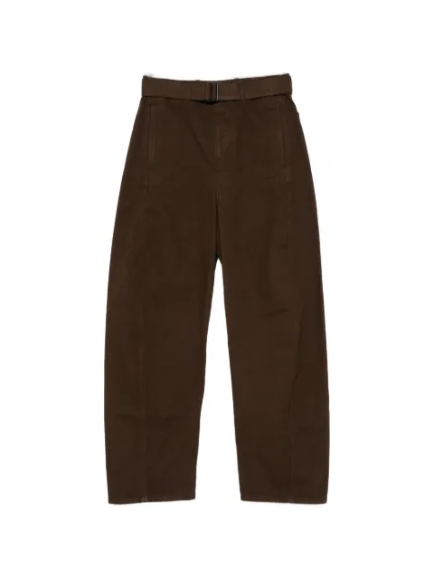 LEMAIRE belted vertical-seam trousers Brown PA326LD1077