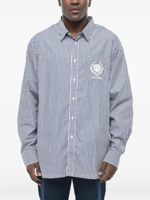 Givenchy embroidered-logo striped shirt Blue BM61001YFS
