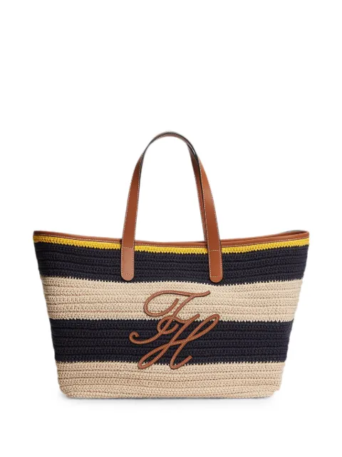 Tommy Hilfiger stripe-pattern logo-patch tote bag Blue AW0AW18816