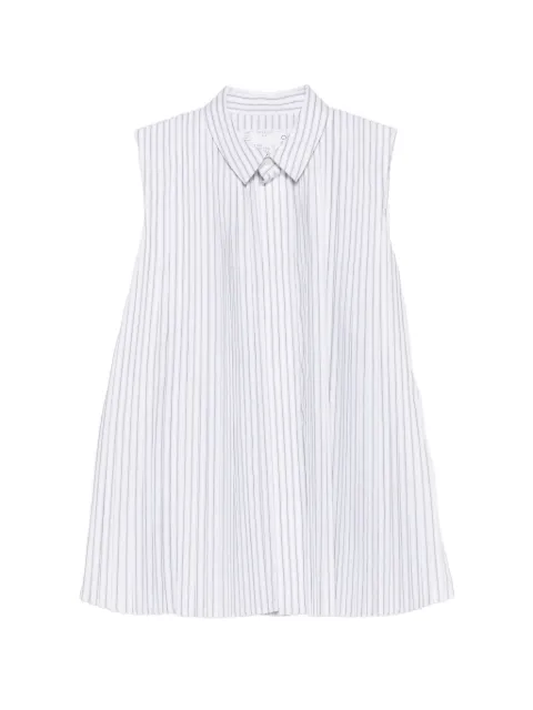 sacai stripe-print pleated-back top Black 2608480
