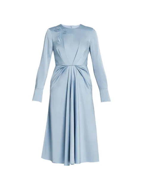 ERDEM embroidered draped long-sleeved midi dress Blue PF26D750254