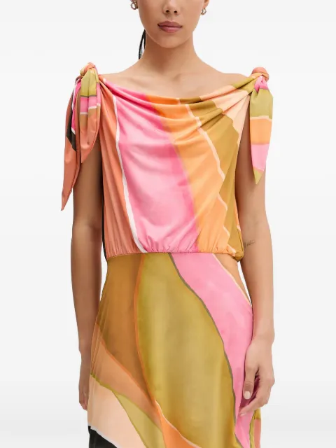 NEVER FULLY DRESSED abstract-print tie-shoulder mini dress Orange NFDDR3441