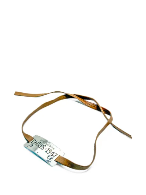 Christian Dior Pre-Owned leather logo-plaque choker Silver CDLOGOCHOKER