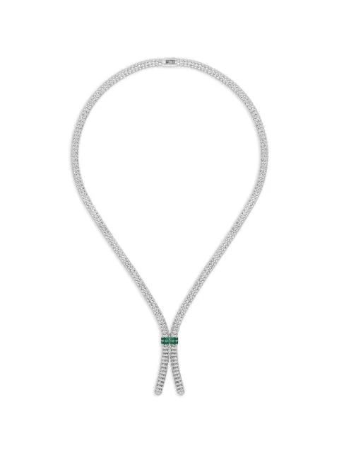 Officina Bernardi Enigma S diamond and emerald necklace Silver ENIGMASCOLLANATINOROBIANCO18KTESMERALDI